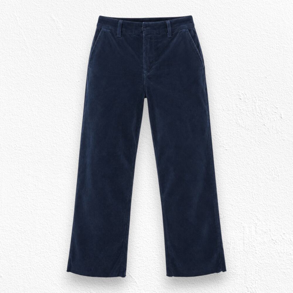 Frank & Eileen Kinsale Navy Corduroy Straight Crop Pants Size 2 NWT Made USA
